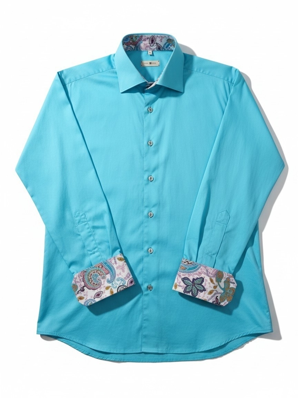 Stone Rose Dress Shirt XXL Size 6 Turquoise with Paisley Accent Premium Luxury